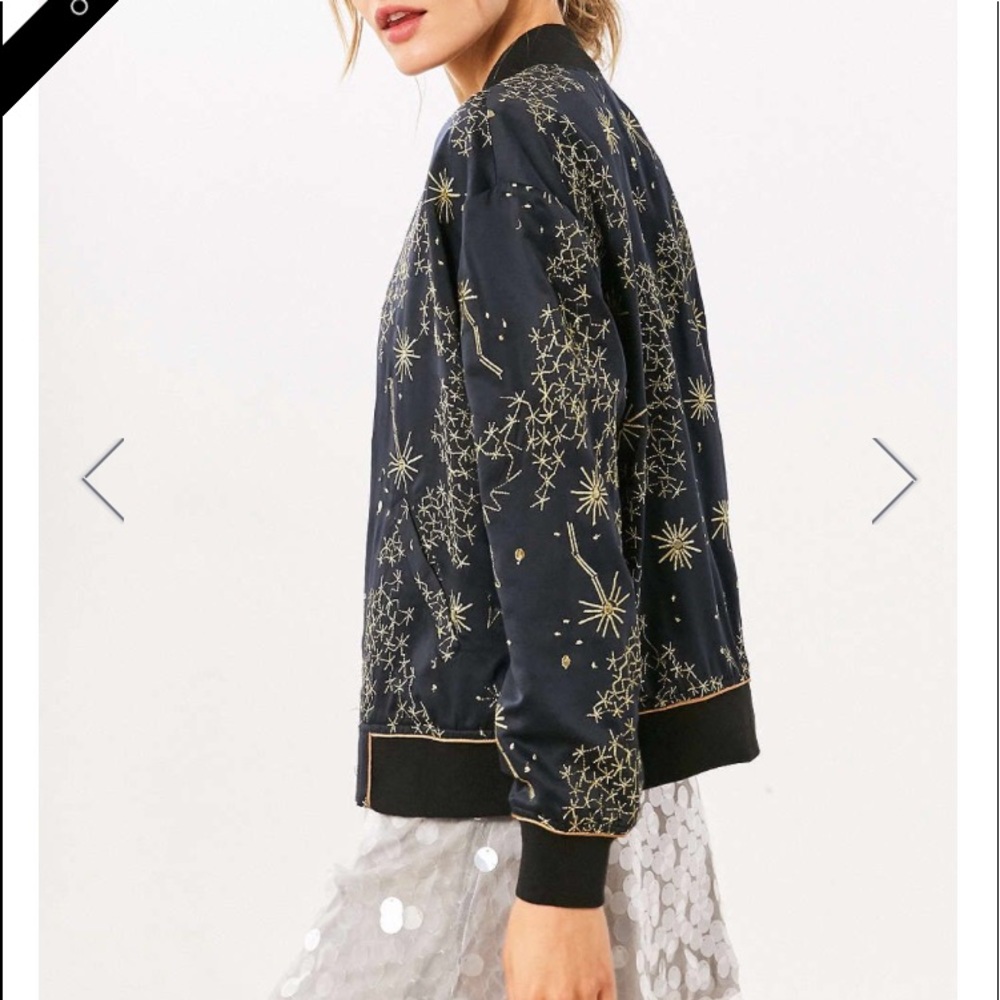 Clelestial bomber jacket XS BNWOT Navy Gold - Picture 4 of 6